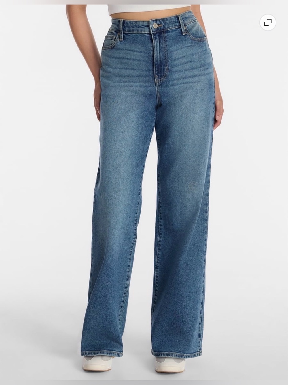 No Boundaries Womens Jeans Medium Wash Size XS , 0-2 High Rise Baggy Wide Leg